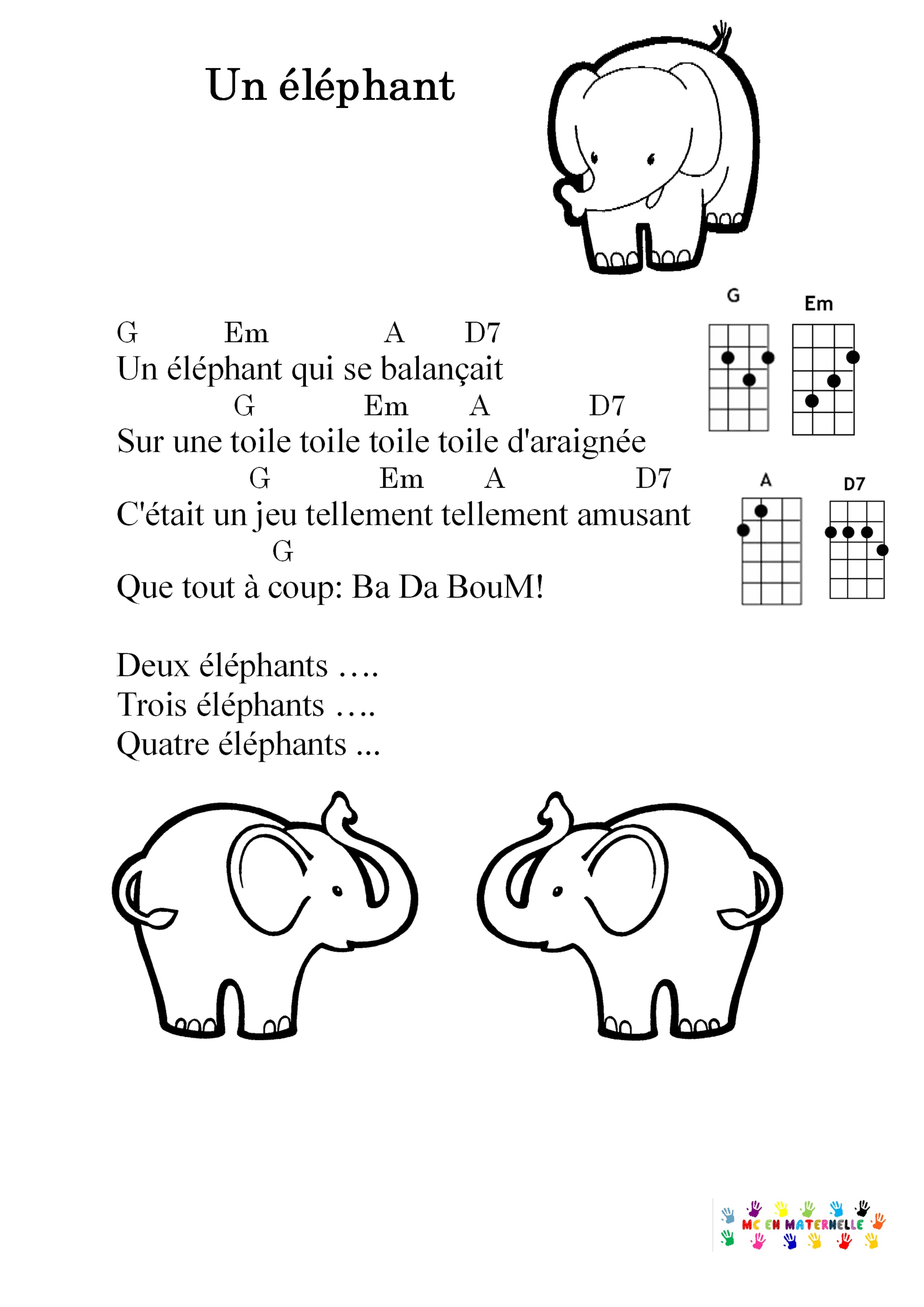 Un Elephant Qui Se Balancait Pour Ukulele Mc En Maternelle