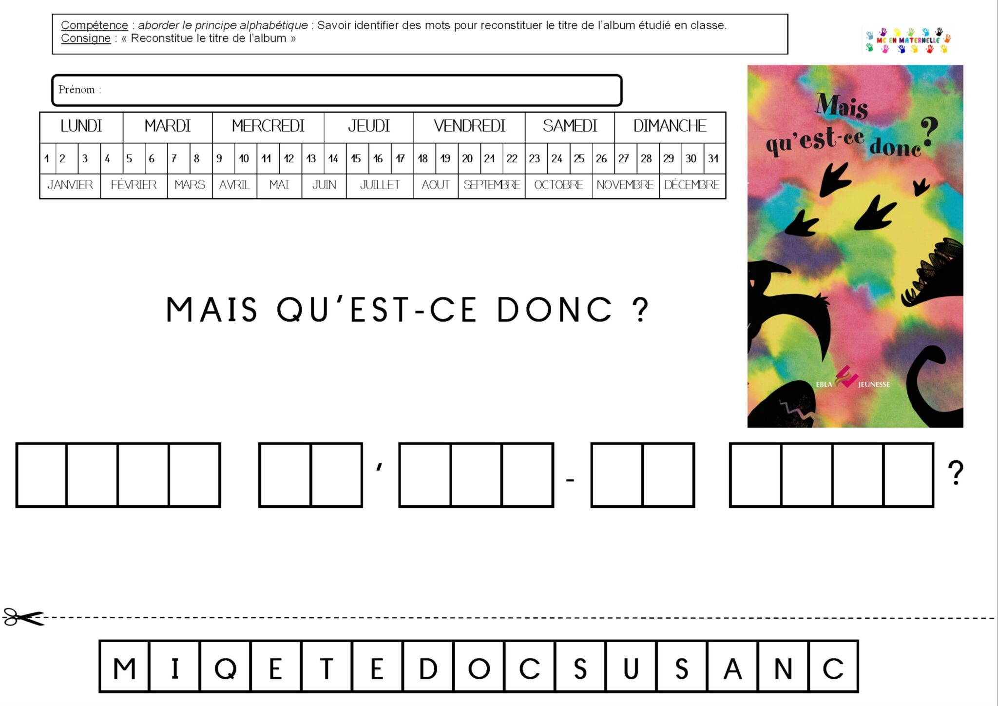 MC En Maternelle – Exploitation Pour L'école Maternelle