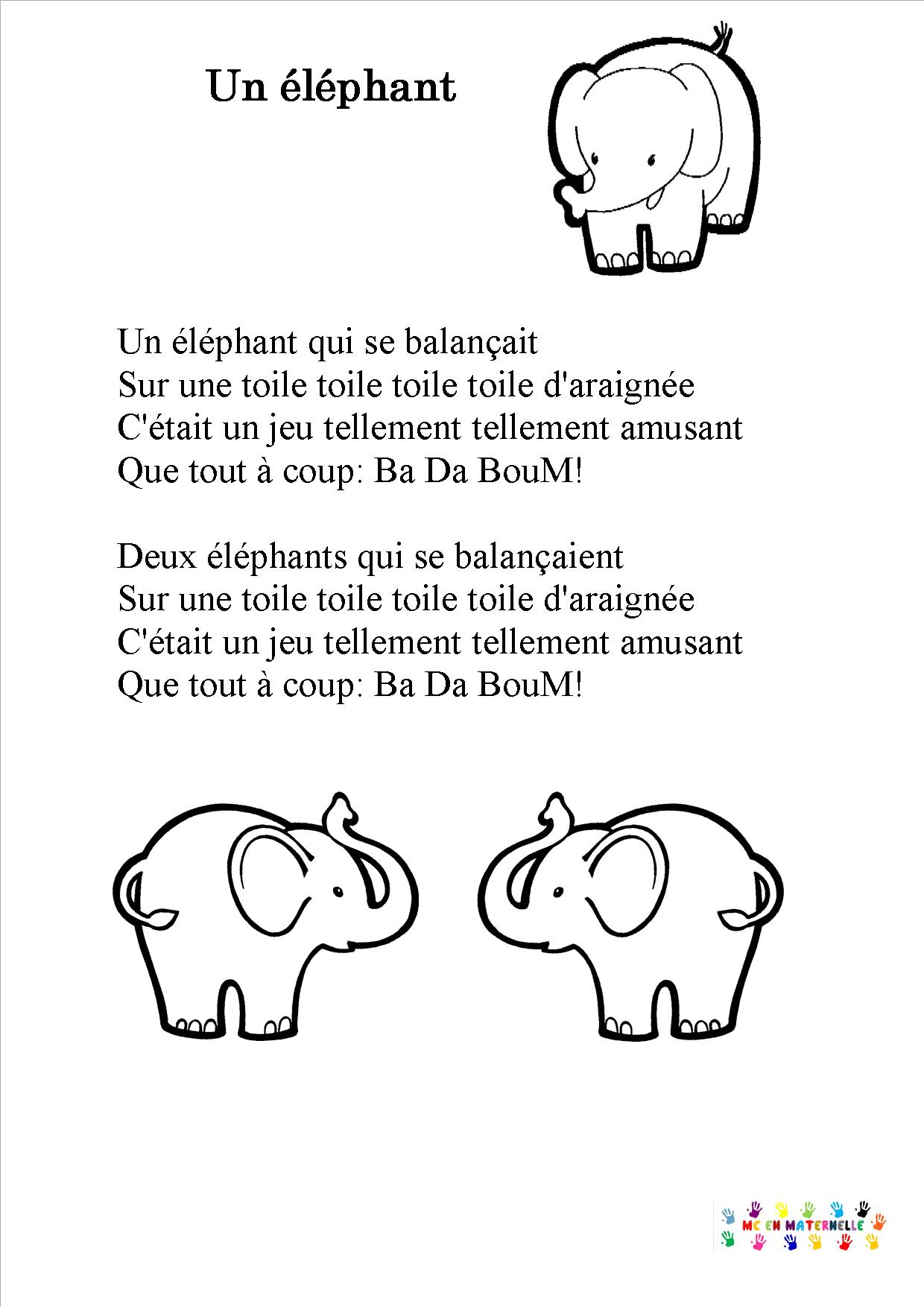 Un éléphant Qui Se Balançait … – MC En Maternelle