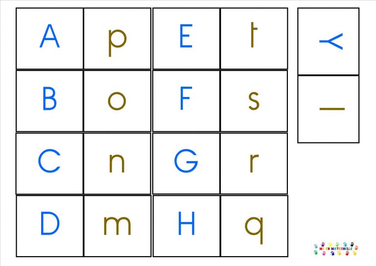 Domino des lettres majuscule/minuscule