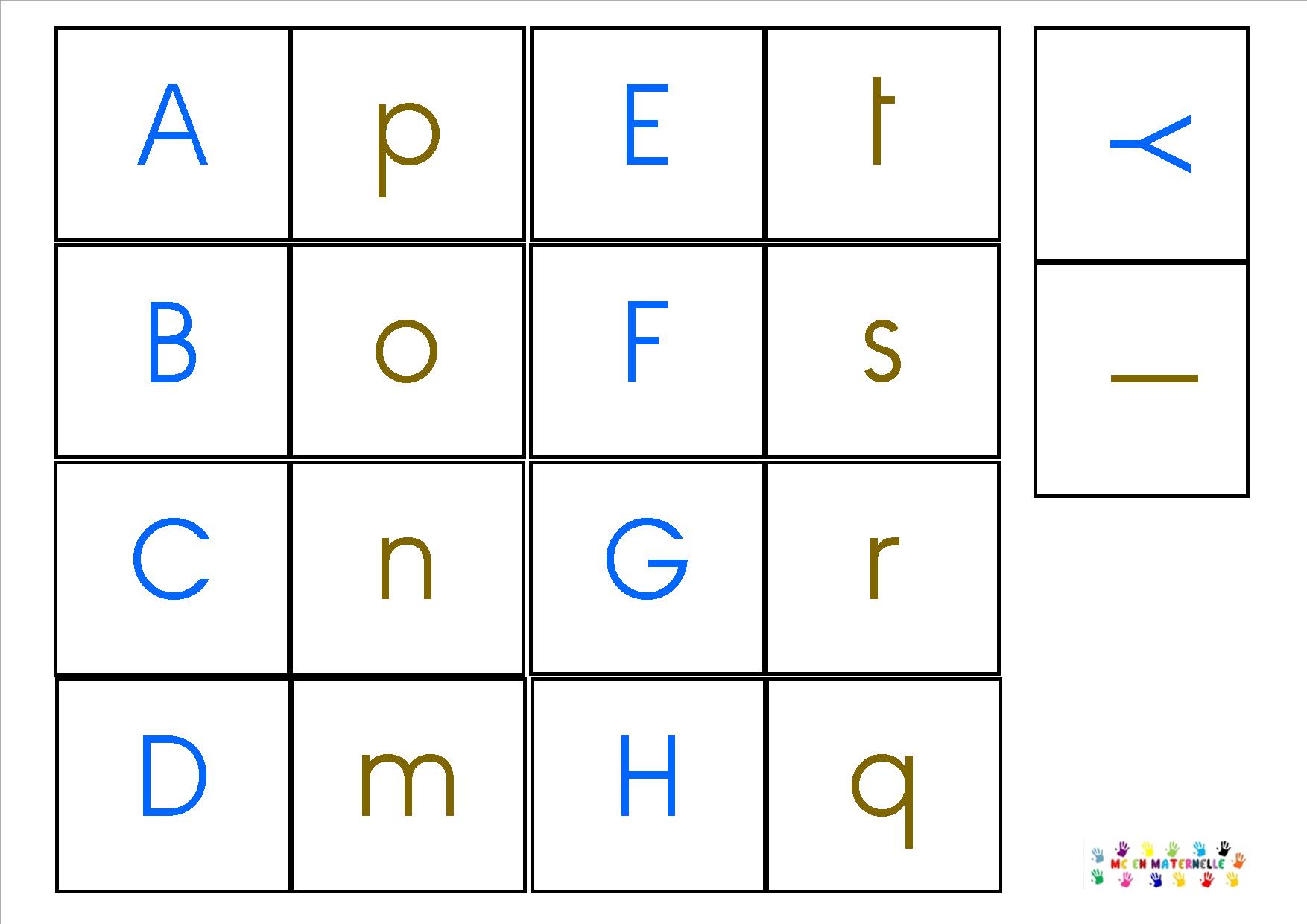 Domino des lettres majuscule/minuscule – MC en maternelle