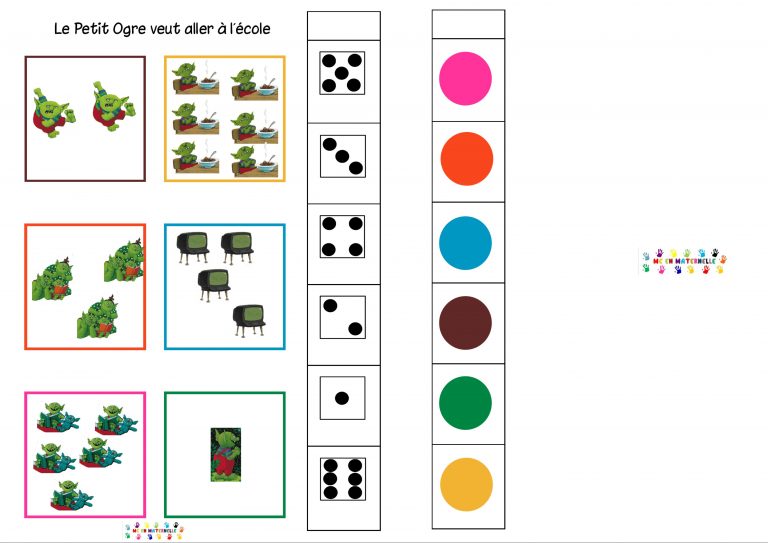 Le Petit Ogre veut aller à l’école : numération – cartes à pince