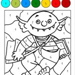 Le petit ogre veut aller à l’école : coloriage magique avec des chiffres de 1 à 7