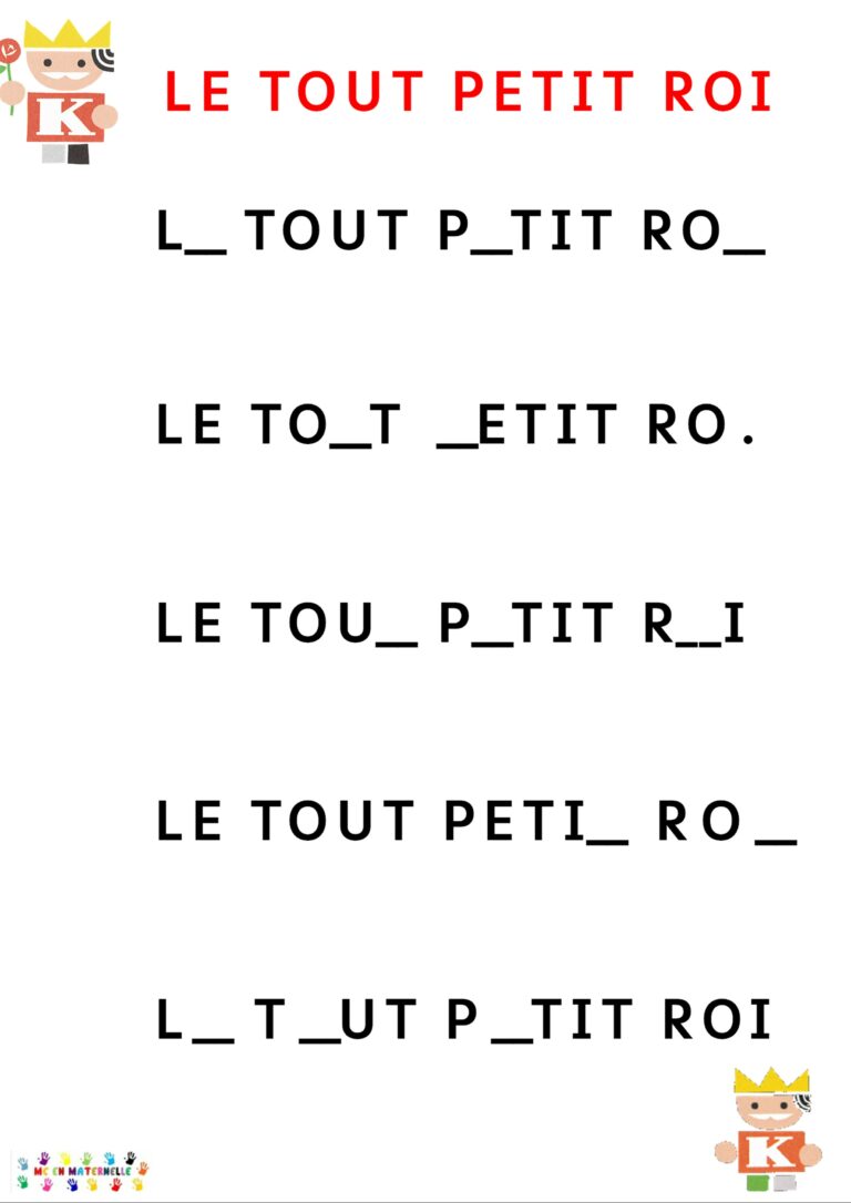 Le tout petit roi : retrouver les lettres manquantes dans le titre