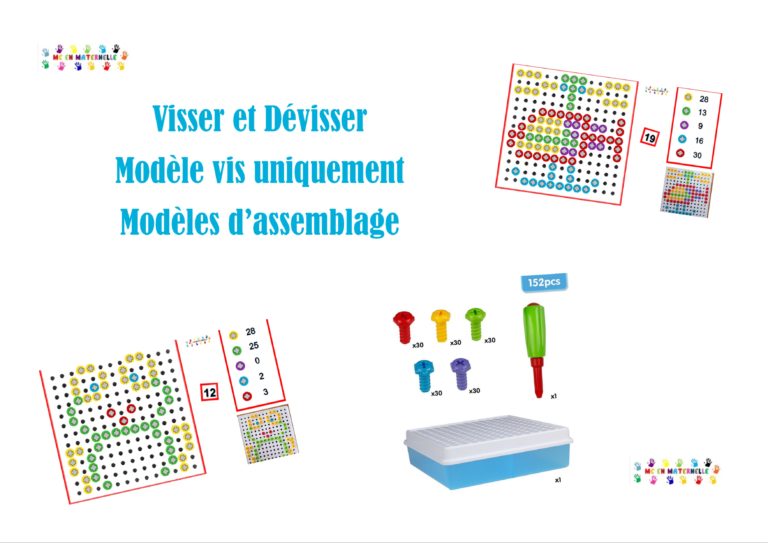 Fiches pour un atelier  Visse et dévisse – série mosaïque