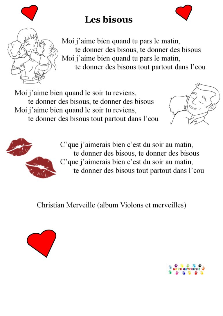 Chanson pour la maternelle : les bisous