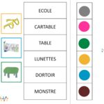 Le monstre des couleurs va à l’école : carta-pinces sur le vocabulaire