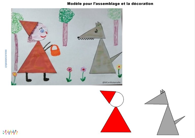 le petit chaperon rouge : construire un chaperon rouge et un loup (découpage, coloriage, collage)