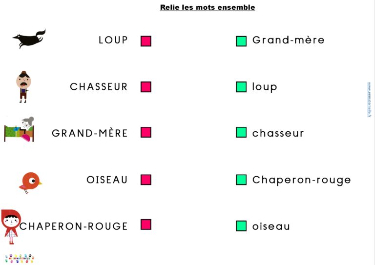 Le petit chaperon rouge : relier les mots dans différentes graphies