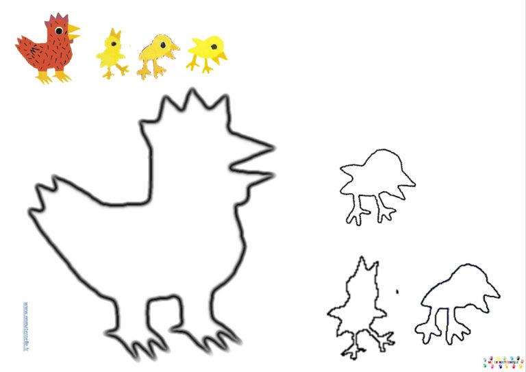 La petite poule rousse : coloriage poule et poussins