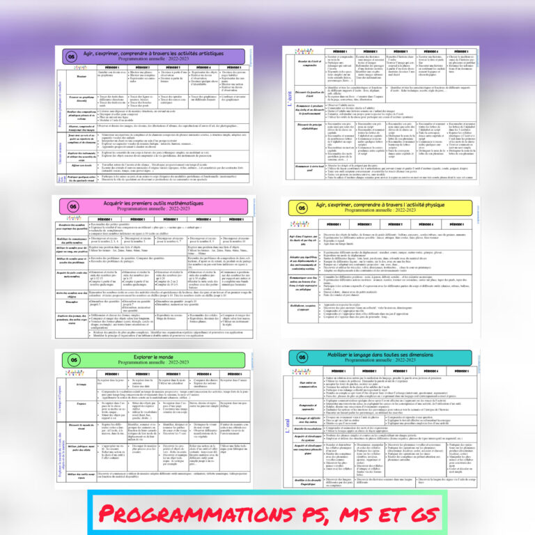 Programmations PS, MS et GS 2022-2023