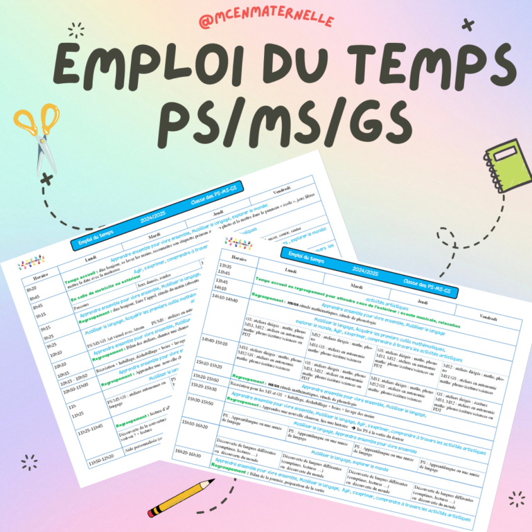 Emploi du temps PS, MS et GS 2024-2025